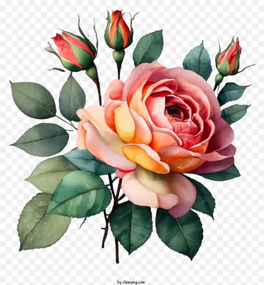rosa Rosen - Bild einer großen, voll rosa-roten Rose mit Blättern