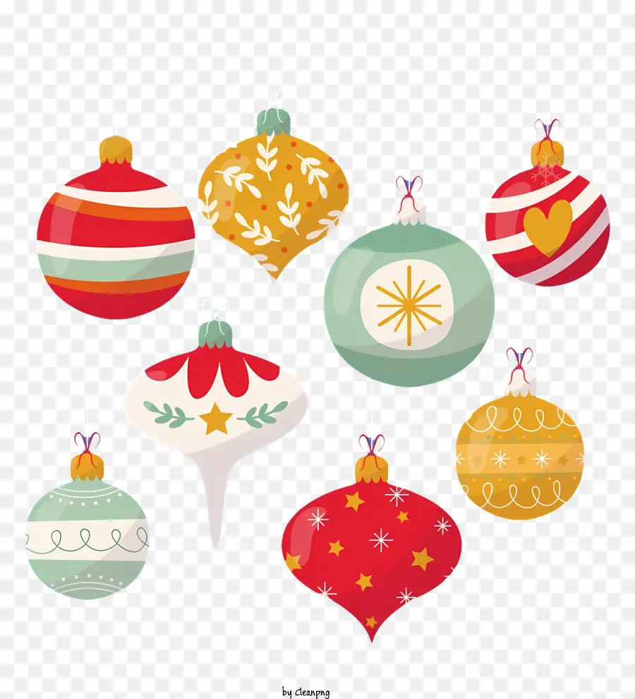 Weihnachtsdekoration - Bunte Urlaubsornamente, die an schwarzem Hintergrund hängen