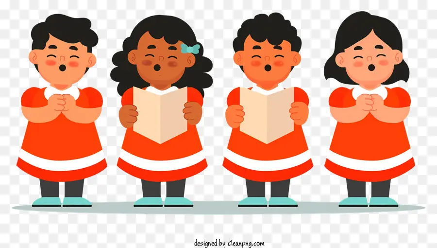 Trẻ em mặc áo đỏ trẻ em hát với trẻ em cầm micro trẻ em mỉm cười hát những đứa trẻ mặc áo sơ mi trắng cổ - Trẻ em mặc áo đỏ vui vẻ hát cùng nhau