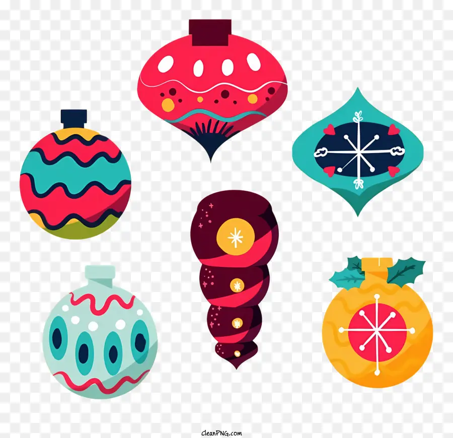 Weihnachtsschmuck - Dekorative Ornamente verschiedener Formen und Größen