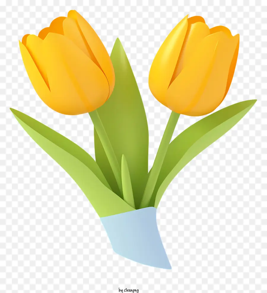 dải băng xanh - Những bó hoa tulip nhỏ màu vàng với cánh hoa rơi
