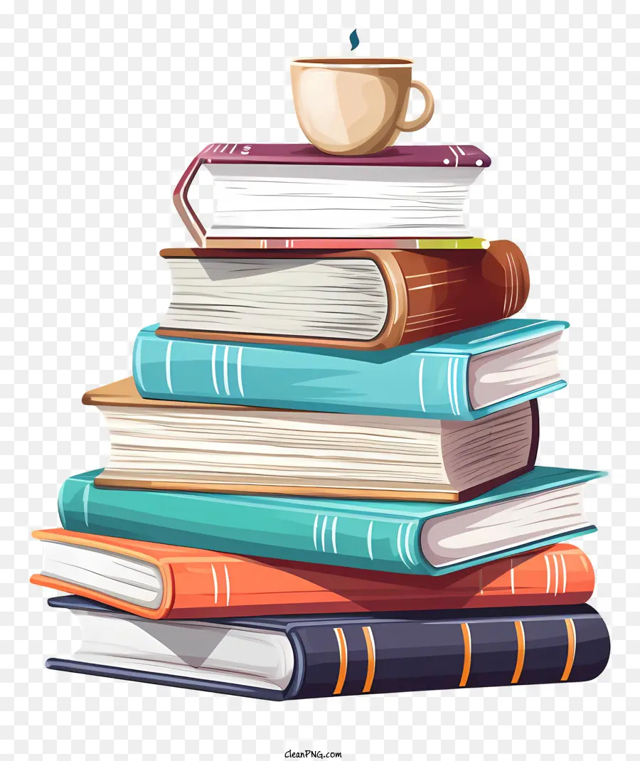 pila di libri - Libri impilati, tazza di caffè in cima