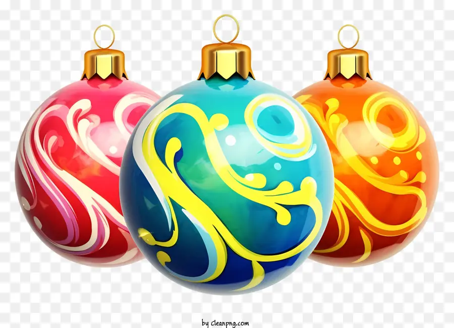 colorful ornaments metallic decorations shiny ornaments intricate swirls vibrant colors