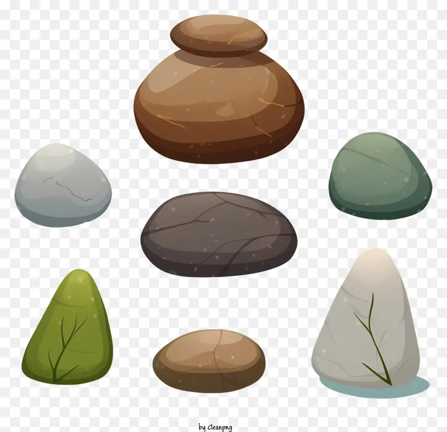 Gesteine ​​Farben Formen kreisförmig rund - Bunte Steine ​​in kreisförmiger Form auf schwarzem Hintergrund angeordnet