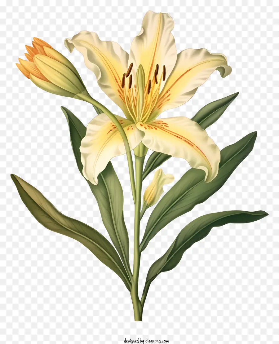 hoa lily trắng cận cảnh cánh hoa dài thon nhị hoa nền đen - Lily trắng nở, cánh hoa mềm, trung tâm màu cam