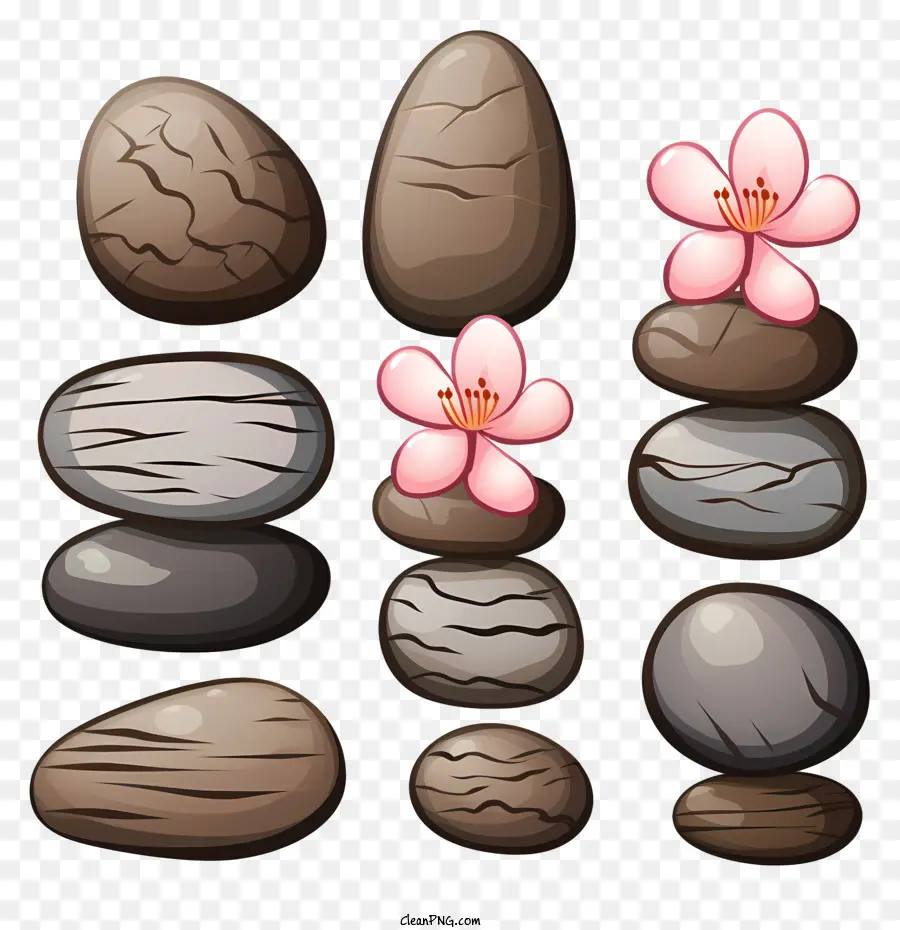 sakura fiore - Set di rocce con rocce stagionate e fiore di sakura