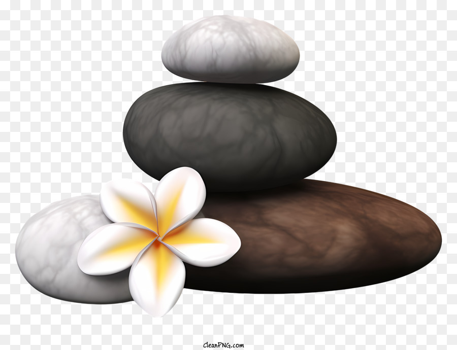 Đá xếp chồng mẫu đá tròn màu đá đối xứng - Stacked Stones với một chiếc lông trắng ở giữa