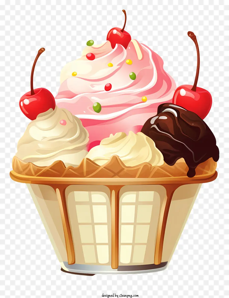 chocolate ice cream cone cherry chocolate cherry chocolate cone whipped cream