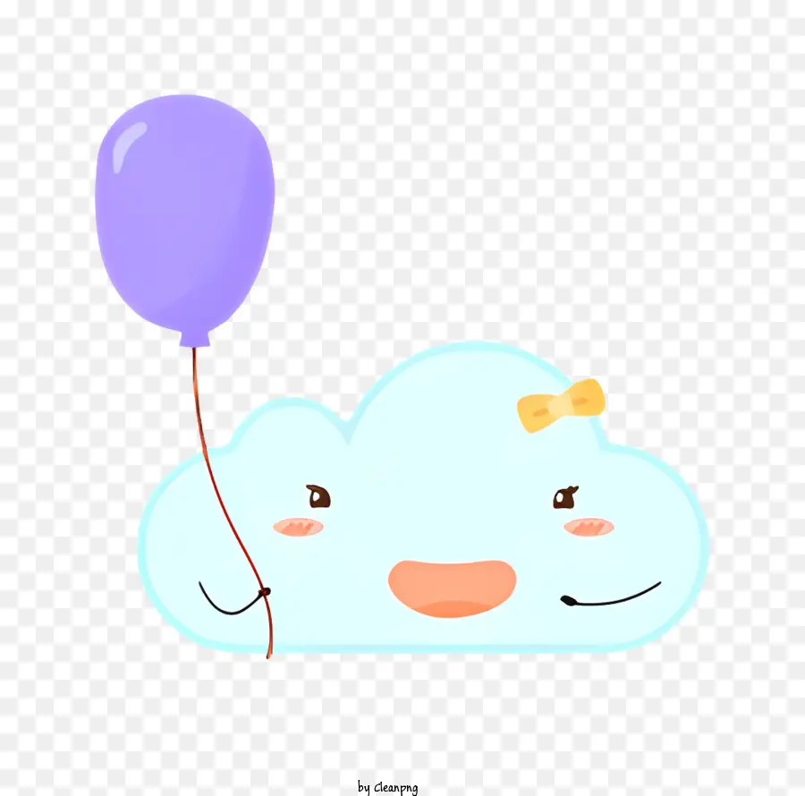 Cartoon Wolkenpurple Ballon fliegen - Cartoon -Wolke hält lila Ballon, flogen glücklich