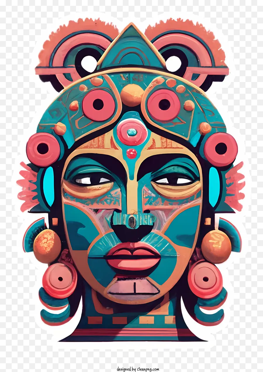 Woman headdress intricato dettagli schemi di ornamenti - Donna vivace e dettagliata con copricapo in blu e rosa