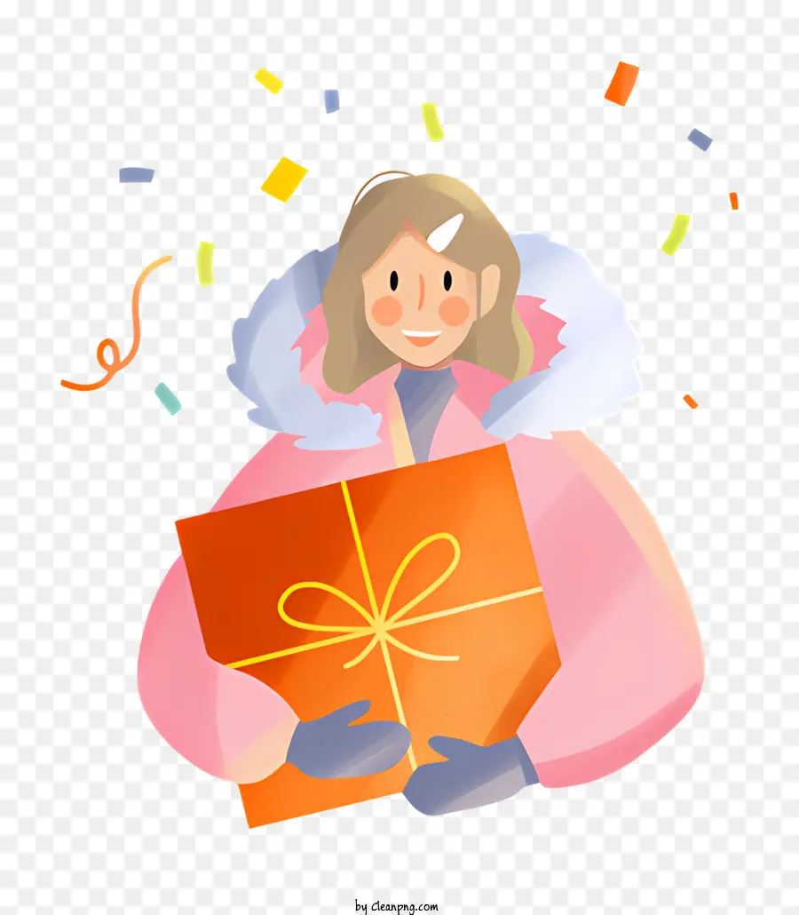 scatola regalo - La donna in giacca rosa tiene una confezione regalo aperta