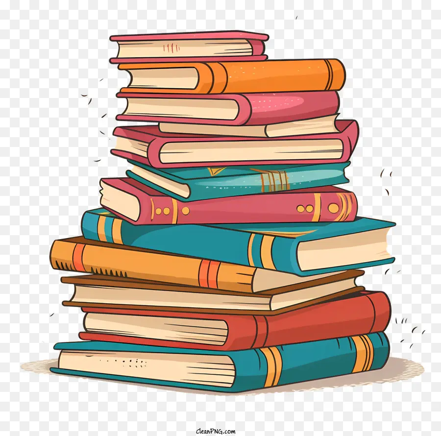 pila di libri - Stack colorato di illustrazioni di libri su sfondo nero