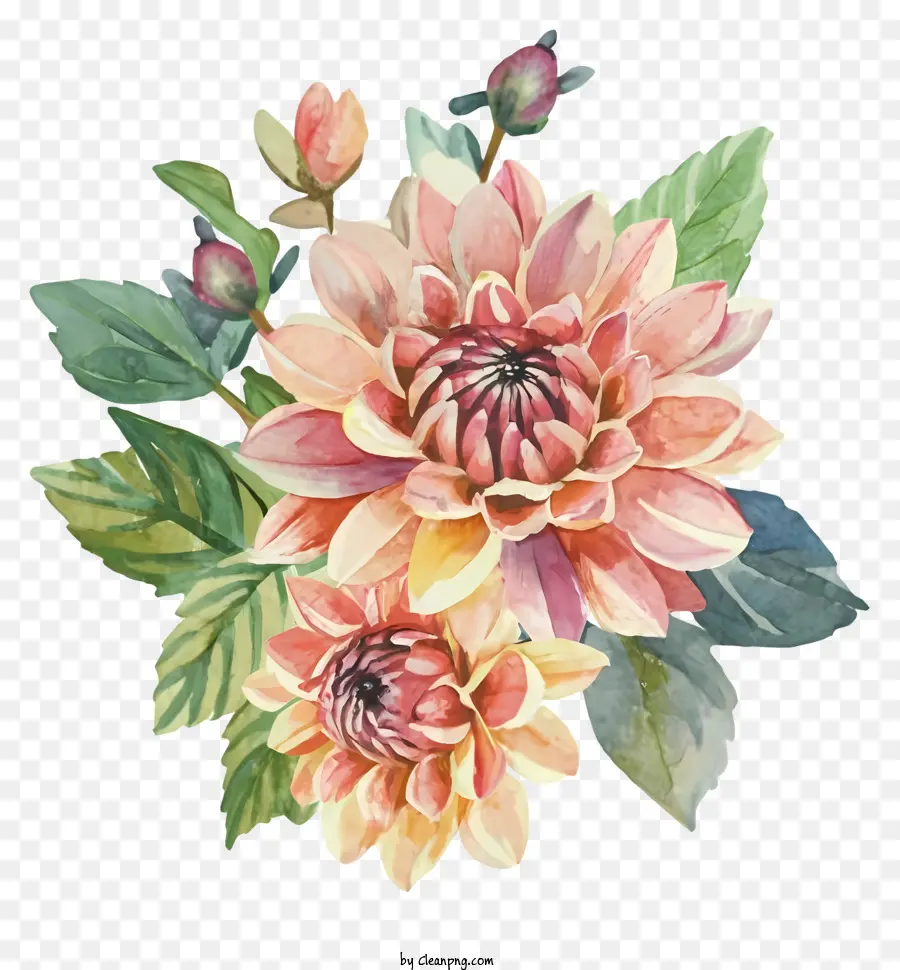 acquerello fiori - Bouquet ad acquerello di fiori rosa e viola