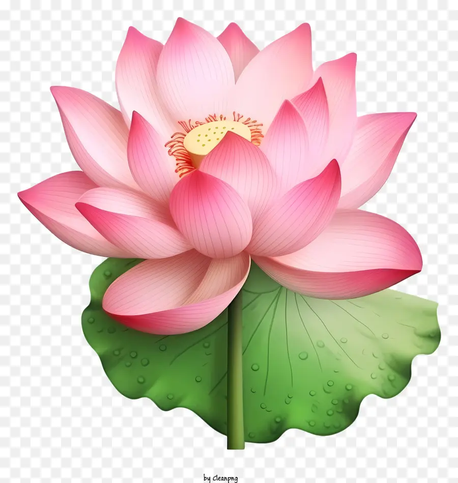 pink lotus flower petals open yellow center darker pink petals spread outwards