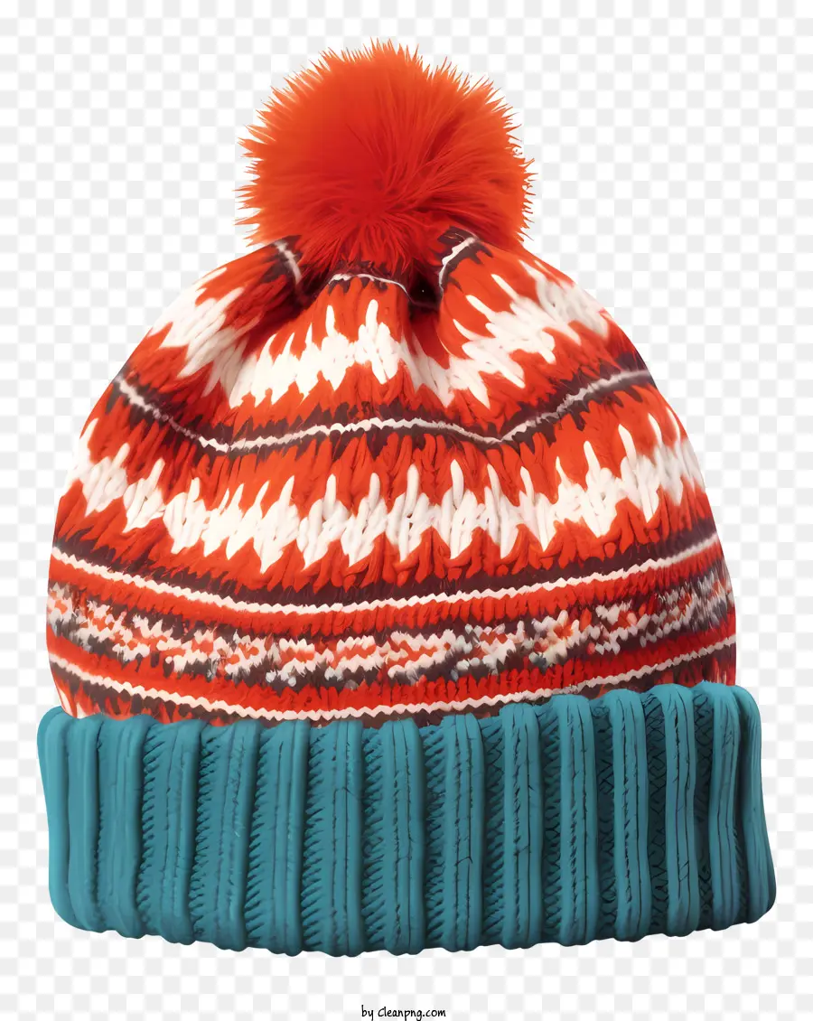 cappello di inverno - Cappello di berretto rosso e bianco con pom