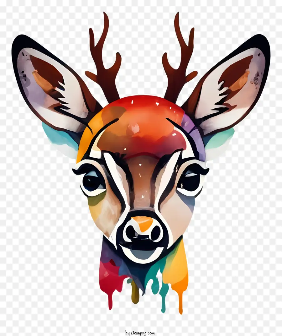 Hirschfarbe tropfend farbenfrohes Fell - Farbenfrohes, abstraktes, lebendiges Hirsch mit lackiertem Gesicht