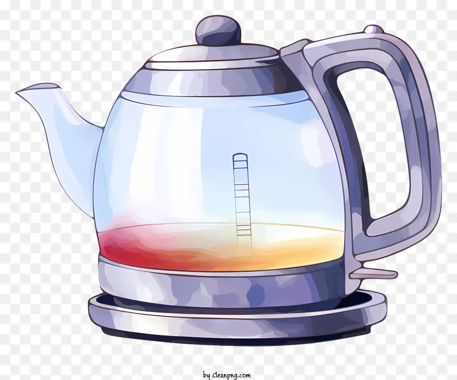 glass tea kettle red liquid spout handle glowing