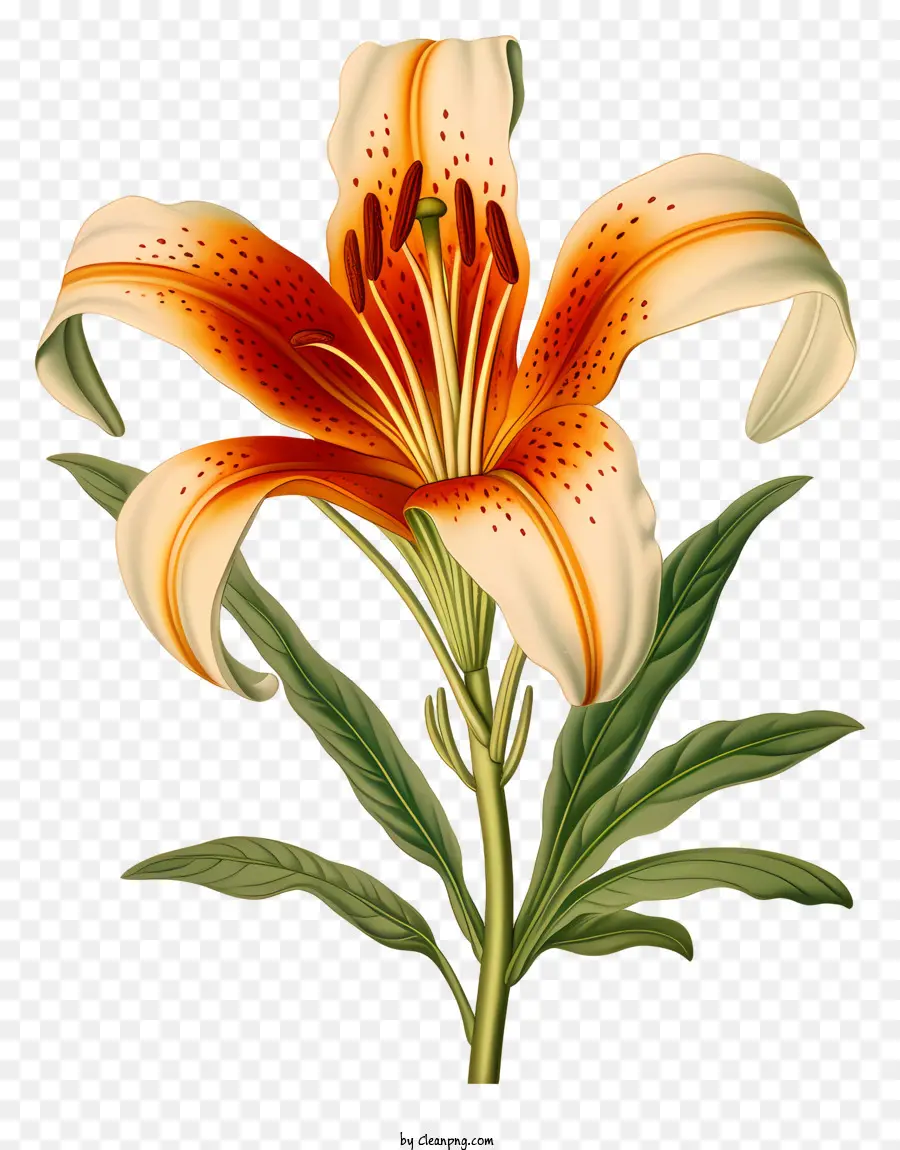lily fiore - Fiore di giglio bianco e arancione sullo sfondo nero