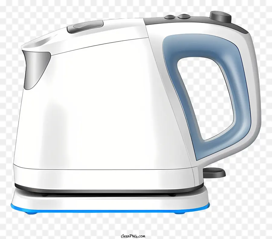elektrischer Wasserkocher weißer Kesselblau Griff moderne Design glatte Linien - Weißer elektrischer Wasserkocher mit blauem Griff, modernes Design