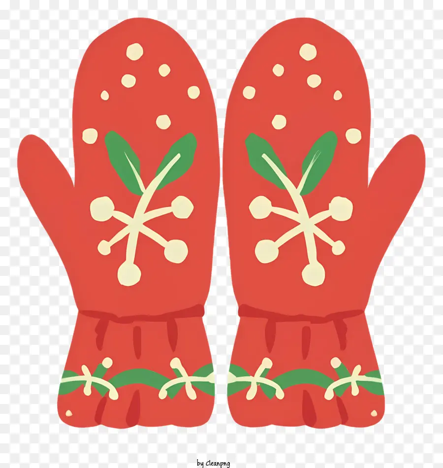 fiocco di neve - Muff rossi decorativi con disegni a tema natalizio su nero