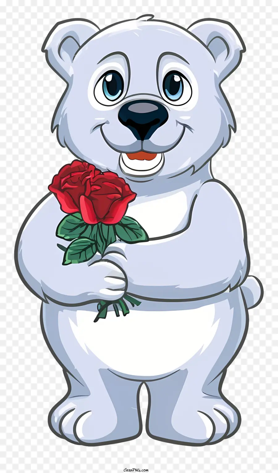 bông hồng đỏ - Gấu Bắc cực có hoa hồng đỏ trong tay