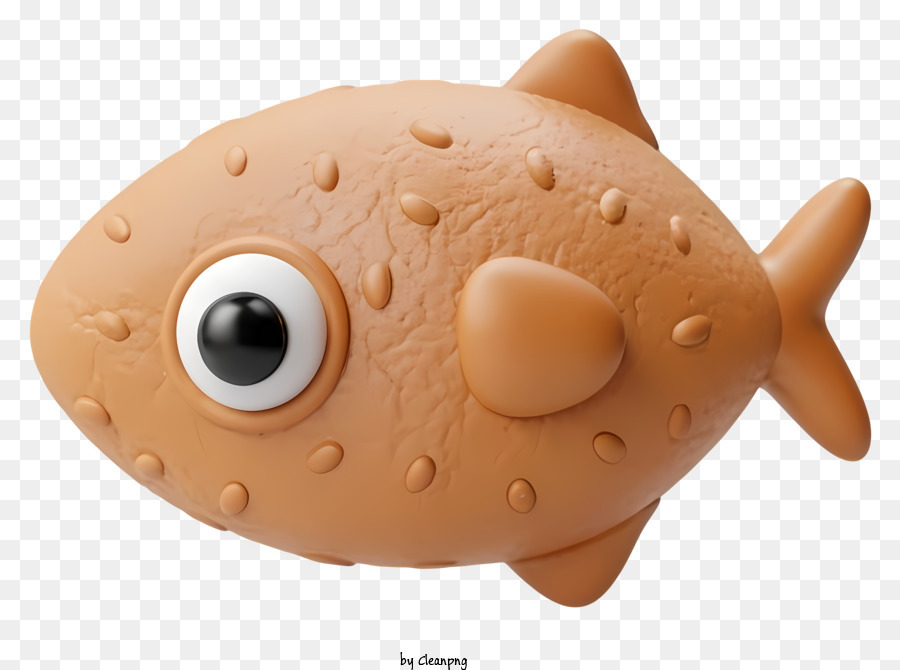 pesce pesce piccolo pesce di plastica marrone grande occhi che fissavano il pesce appuntito - Piccolo pesce di plastica marrone con sguardo intenso