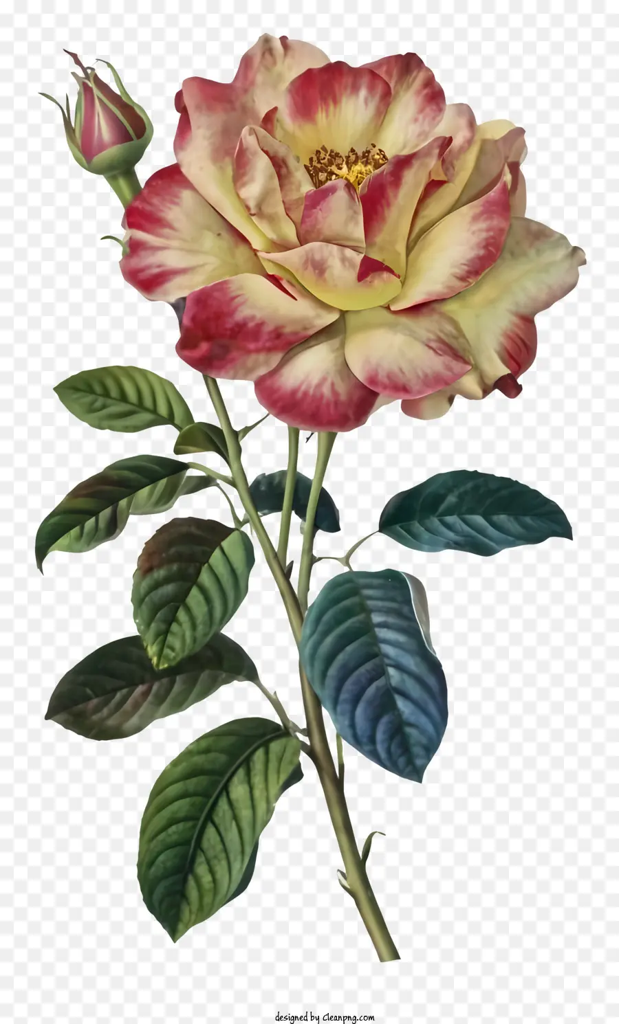 schwarzer Rand - Farbenfrohe Rose auf dunklem Hintergrund mit schwarzem Rand