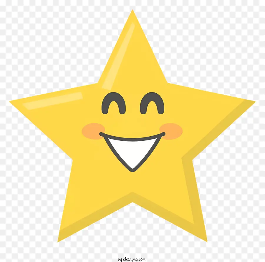gelbe Sterne - Gelber Stern mit geschlossenen Augen und Lächeln, das Glück und Positivität vor schwarzem Hintergrund darstellt