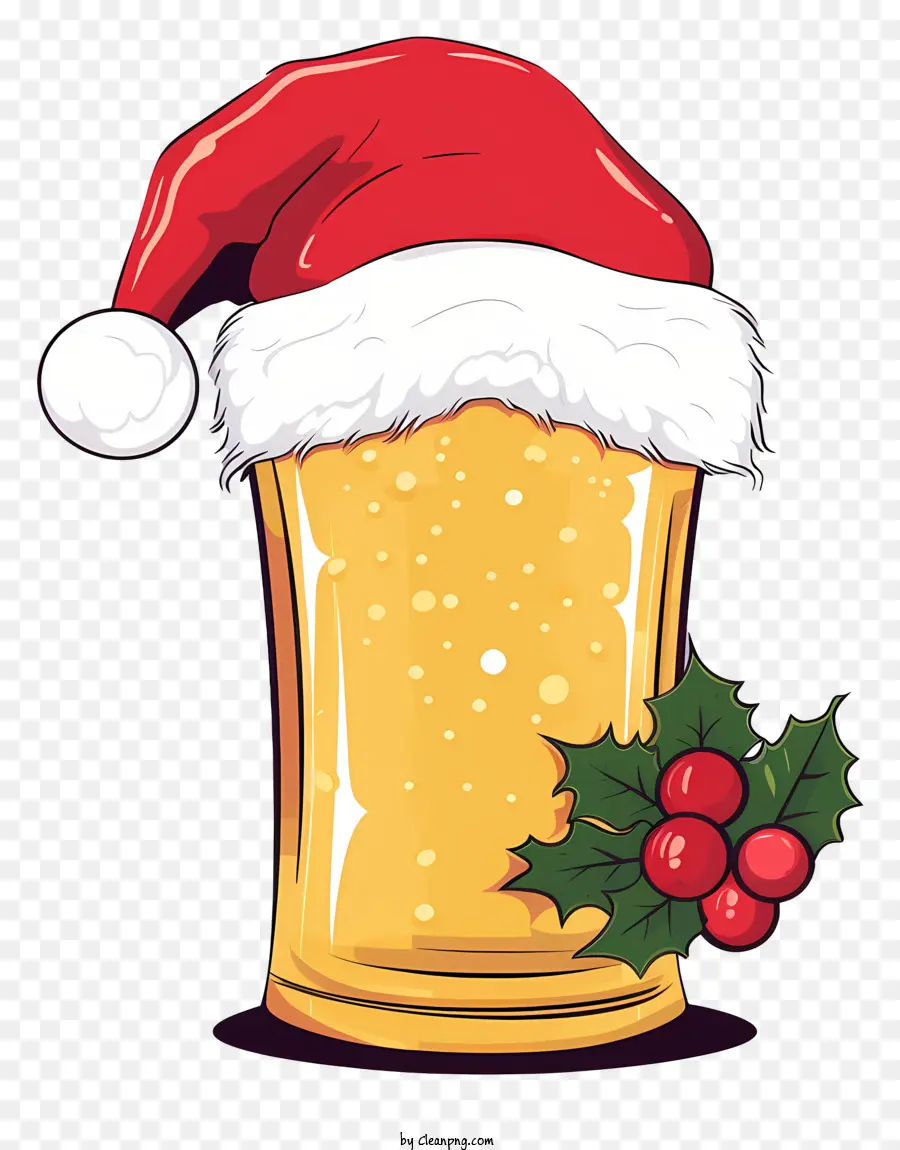 ông già noel chiếc mũ - Mũ Santa trên ly bia chứa đầy hỗn hợp đầy màu sắc