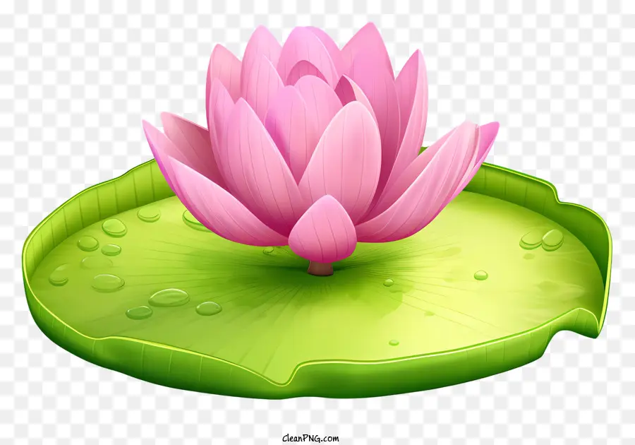 Pink Lotus Blumenteich Wellen Wassertropfen grüne Blätter - Lotusblume symbolisiert Erleuchtung und Reinheit