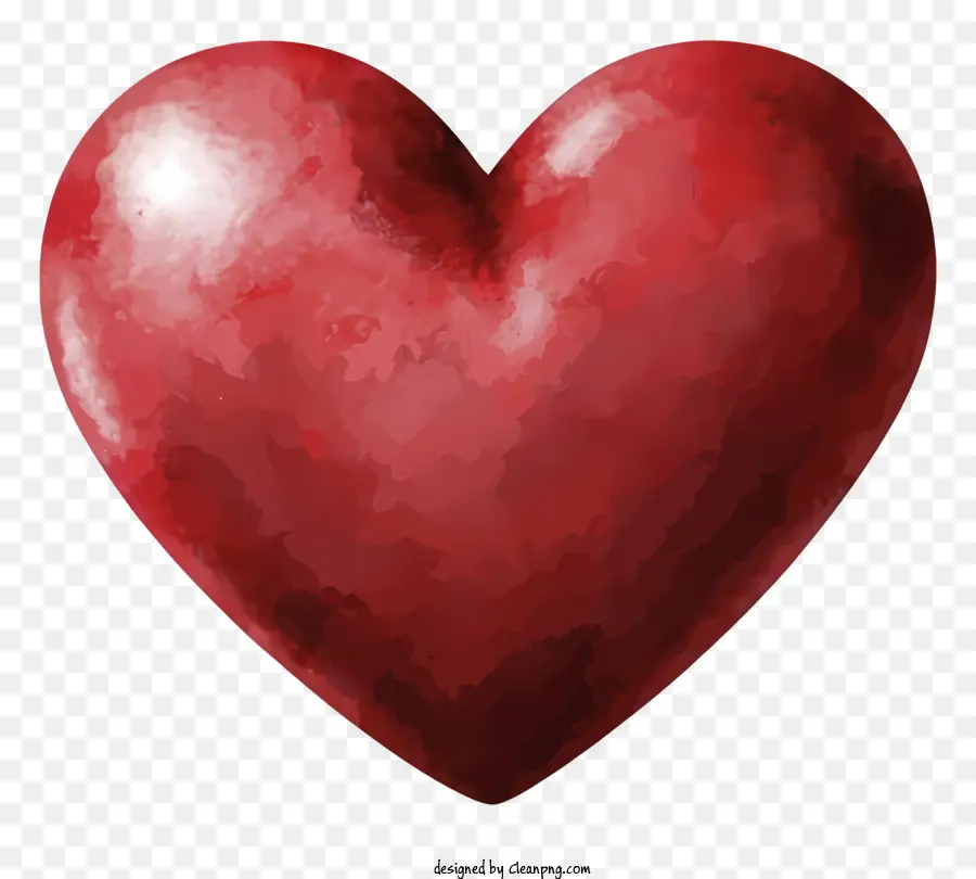 Bunte Herzen - Glattes, rundes rotes Herz auf schwarzem Hintergrund