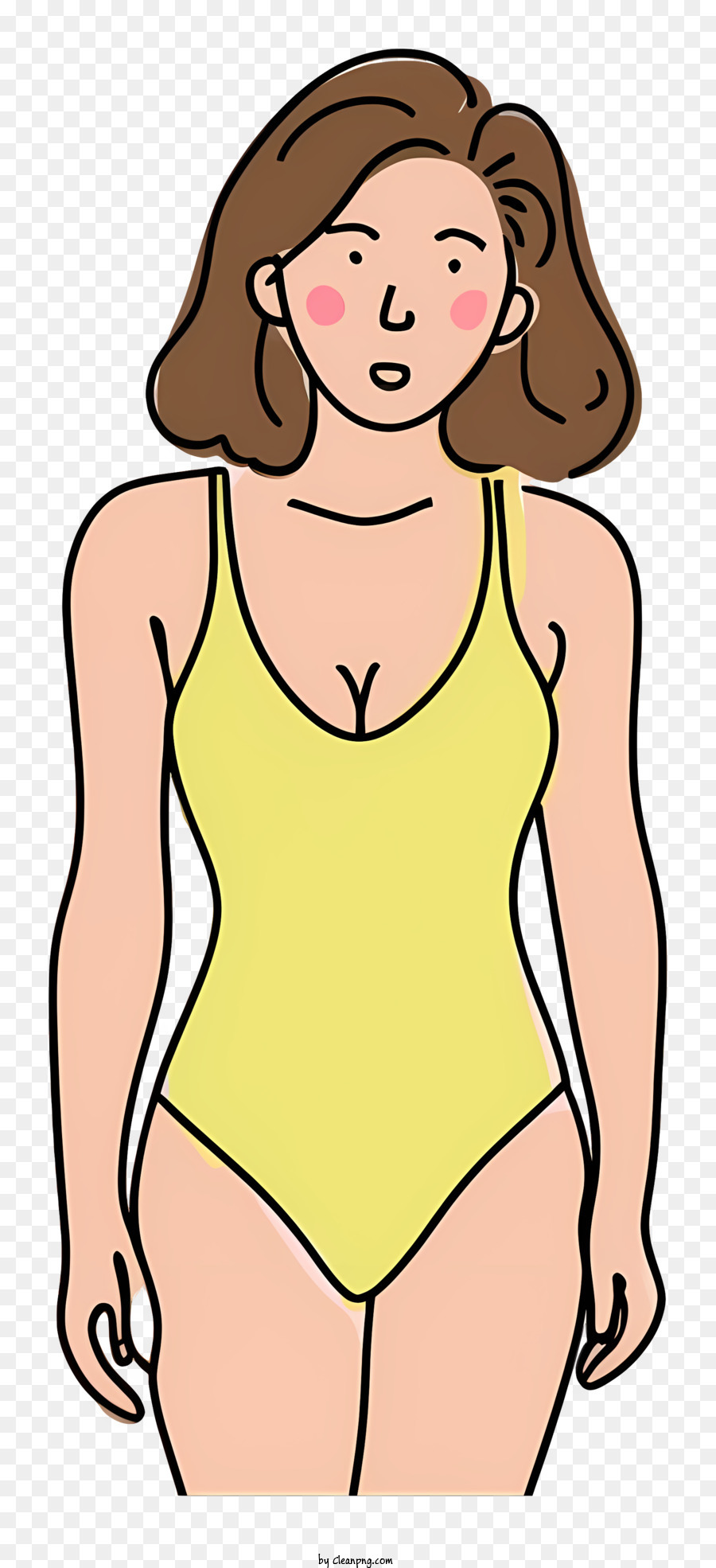 Woman in yellow bikini with slender body png download - 1812*3904