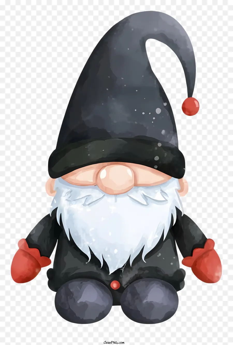 gnome black beard red hat red scarf black coat