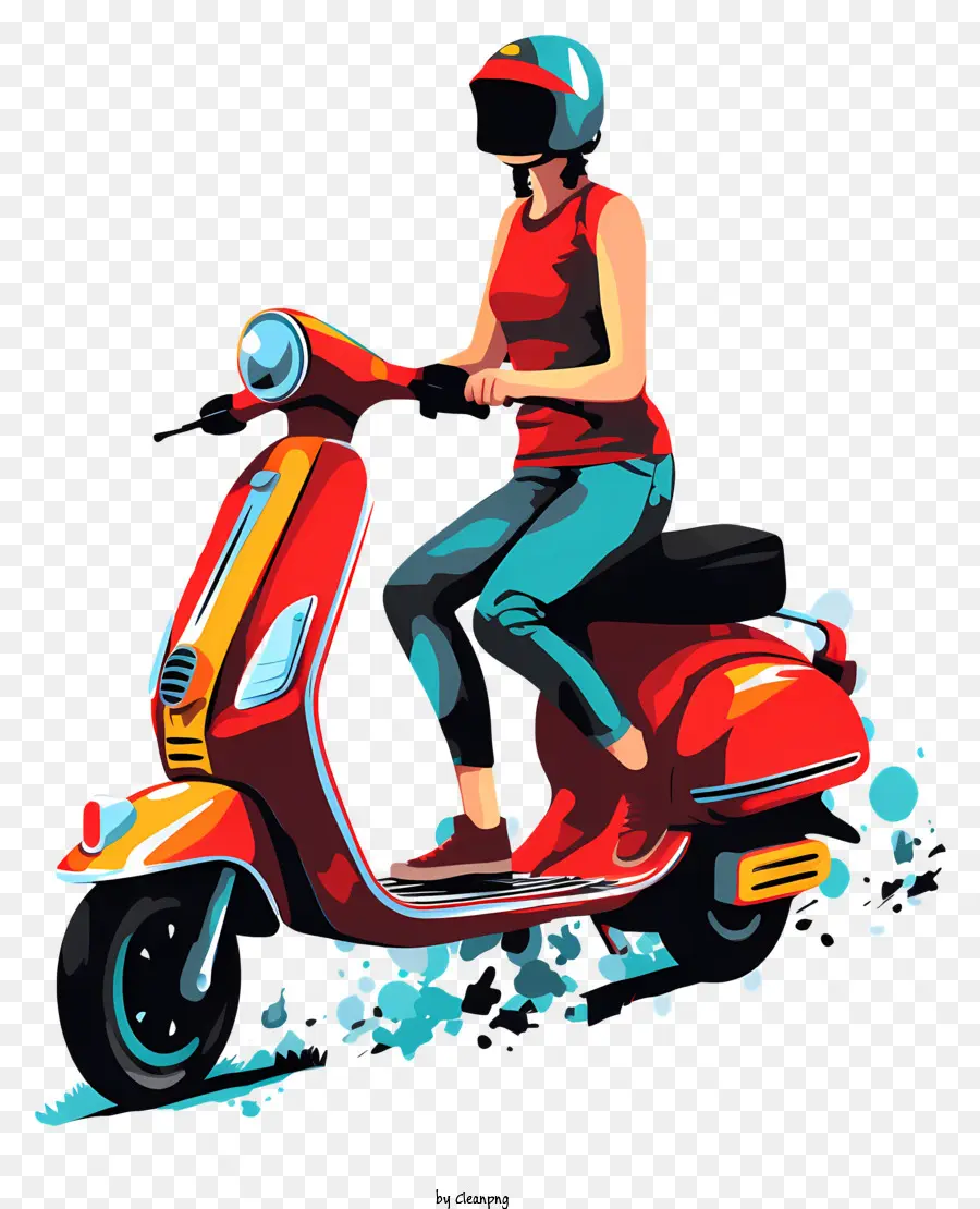 Vintage Scooter Scooter Ride Adventure Aufregung Geschwindigkeit - Person, die Vintage Rot und Weißer Roller reitet