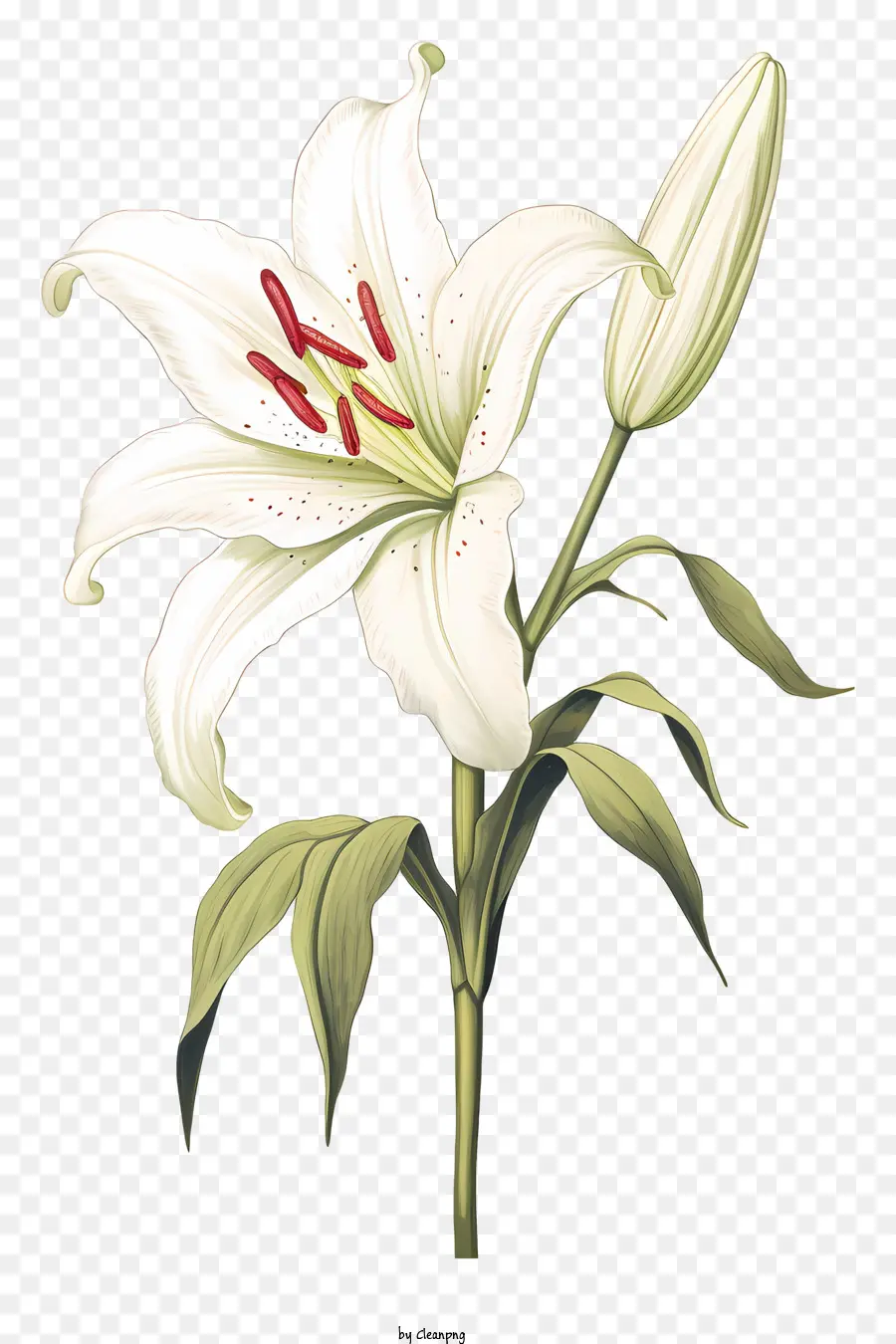 weiße Lilie Blume - Weiße Lilie mit geschlossenen Blütenblättern und weißem Zentrum