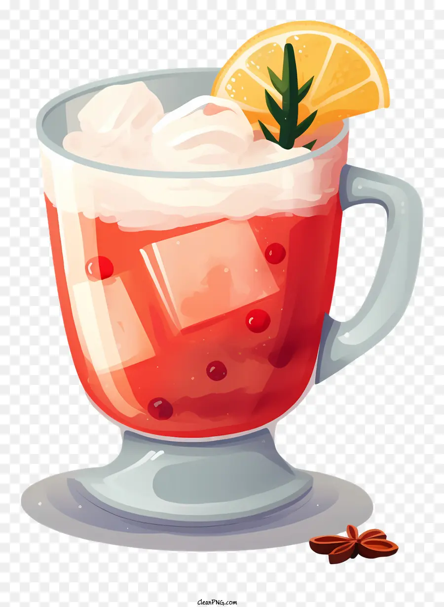 lát chanh - Đồ uống đỏ với kem và trang trí
