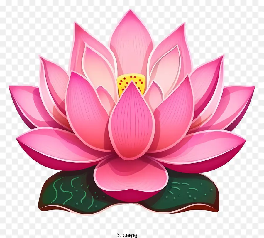 Lotusblüte - Rosa Lotusblume mit grüner Zentrum und Blütenblättern