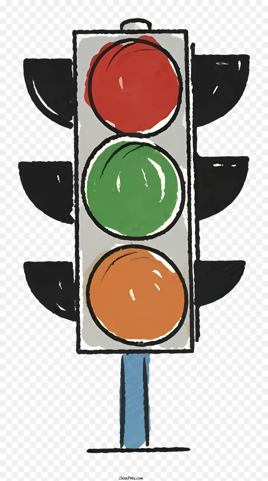 đèn giao thông - Đèn giao thông đơn giản trên cột kim loại có đèn
