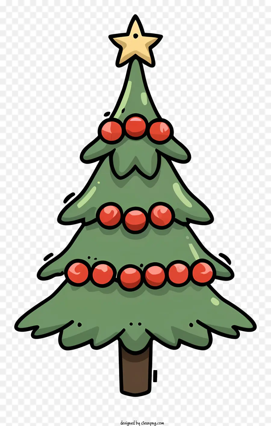 cây giáng sinh - Cây Giáng sinh xanh với quả mọng đỏ, thiết kế đơn giản