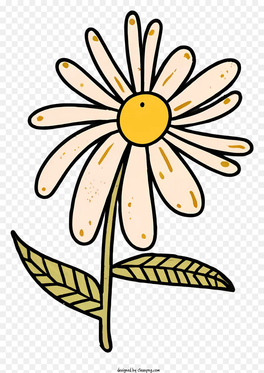 Daisy - Cartoon Gänseblümchen mit weißen Blütenblättern und gelbem Zentrum