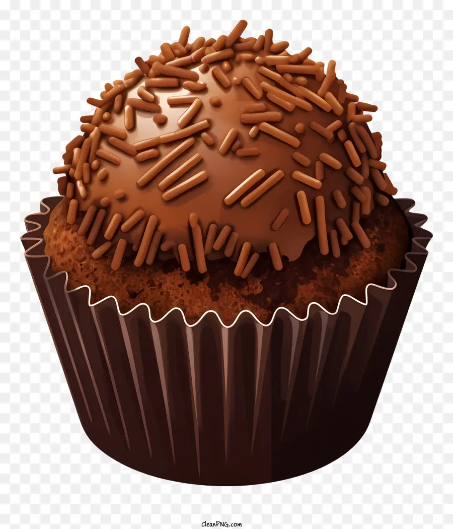 Schokoladen -Cupcake -Schokoladen -Eisschokoladen -Streusel Cupcake Wrapper Chocolate Chip Schokolade - Köstlicher Schokoladencupcake mit glattem Zuckerguss und Streusel
