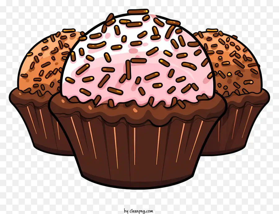 Streusel - Schokoladen -Cupcake mit rosa Zuckerguss und Streusel
