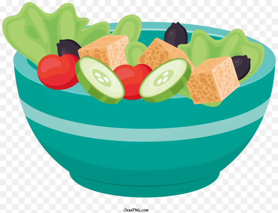 Salat - Nahaufnahme 3D-Bild der Salatschale, schwarzer Hintergrund