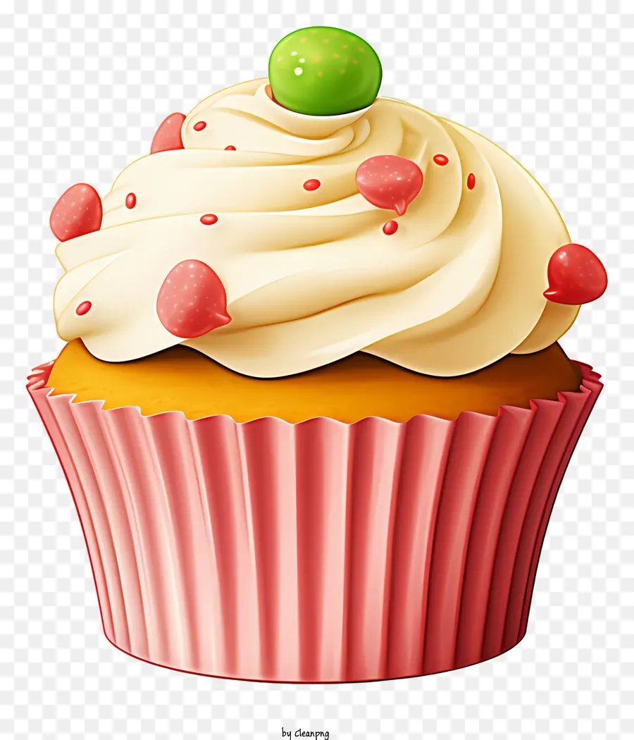 Cupcake Frosting Schlagsahne Zuckergrünen Zuckerguss - Cupcake mit rosa, grünem und rotem Zuckerguss