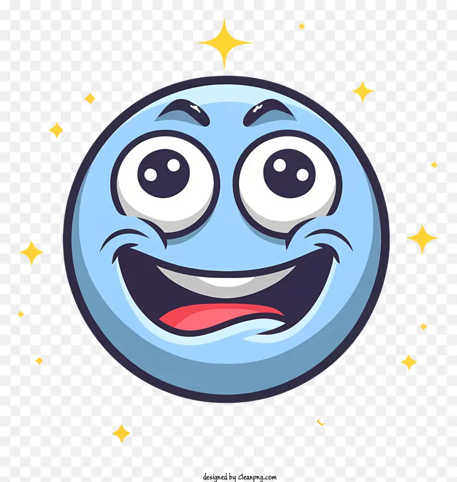 Carattere del cartone animato Blu Giallo Occhi gialli sopracciglia curve sorridenti carattere - Personaggio dei cartoni animati con corpo blu e sorriso