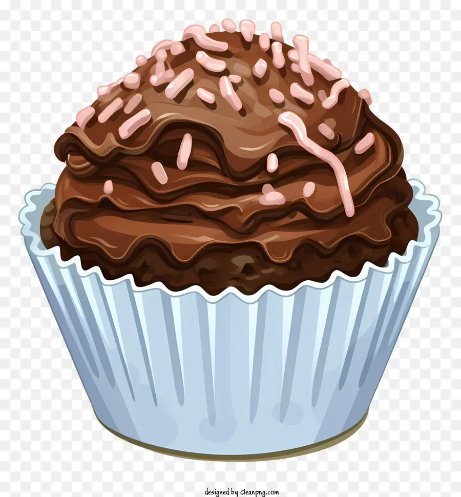 Streusel - Schokoladen -Cupcake mit Zuckerguss und Streusel darüber
