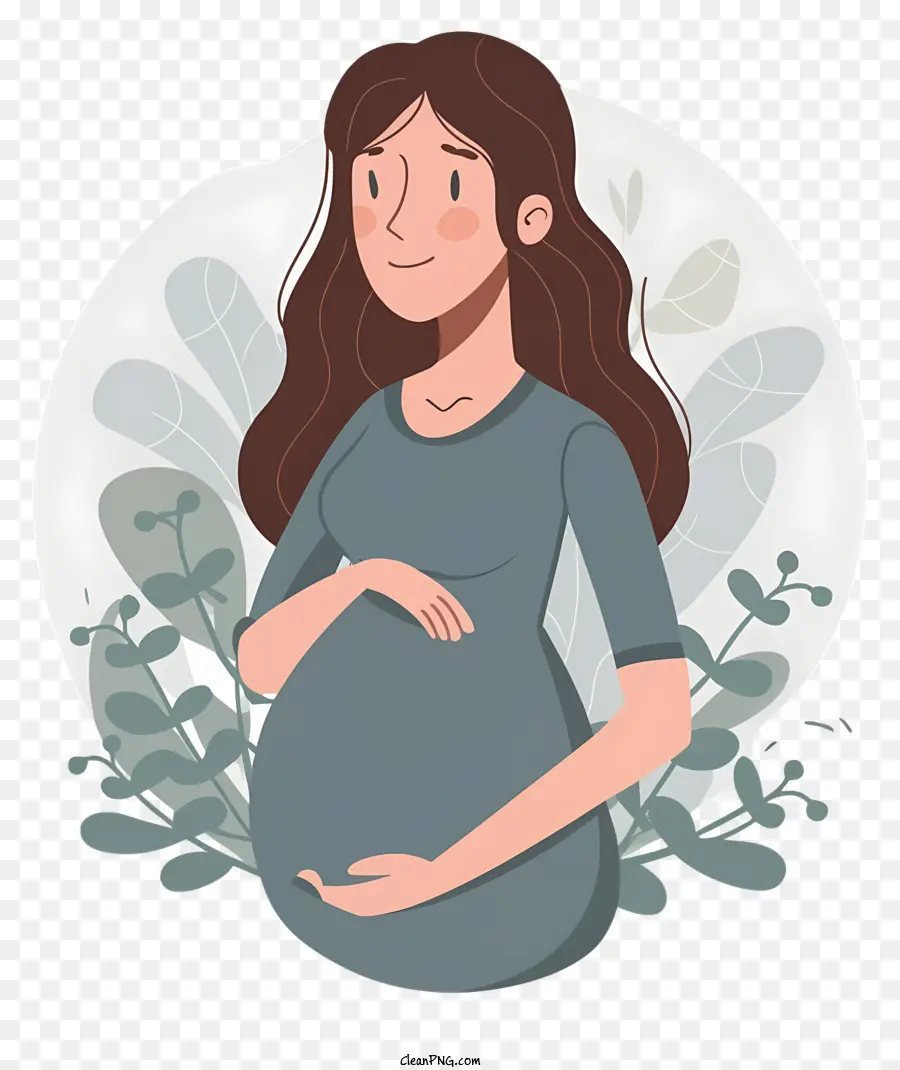 grüner hintergrund - Schwangere Frau lächelt inmitten von Pflanzen und Blumen