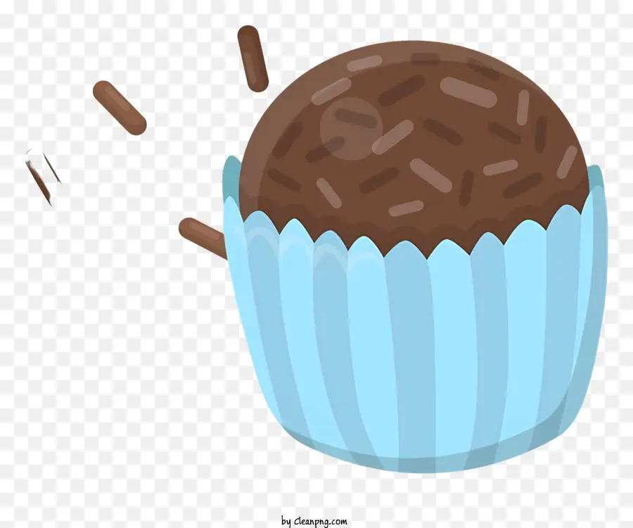 Streusel - Realistischer Schokoladencupcake sinkt in Zuckerguss und Zuckerguss