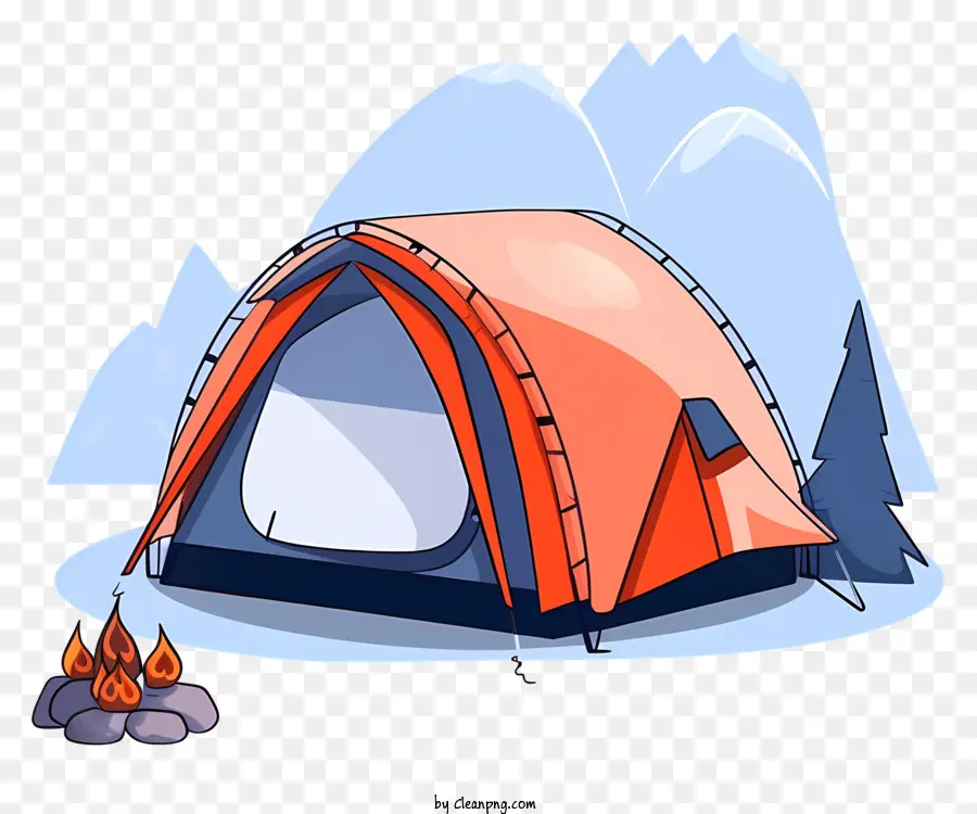 Phim hoạt hình lửa trại hình ảnh Orange Lều lửa lửa trại cắm trại - Lều hoạt hình với phối màu màu cam, lửa trại