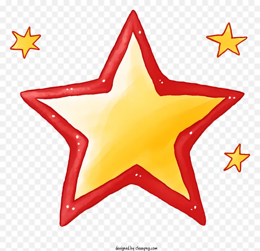 stella rossa - Stella rossa con bordo dorato, circondato da stelle volanti